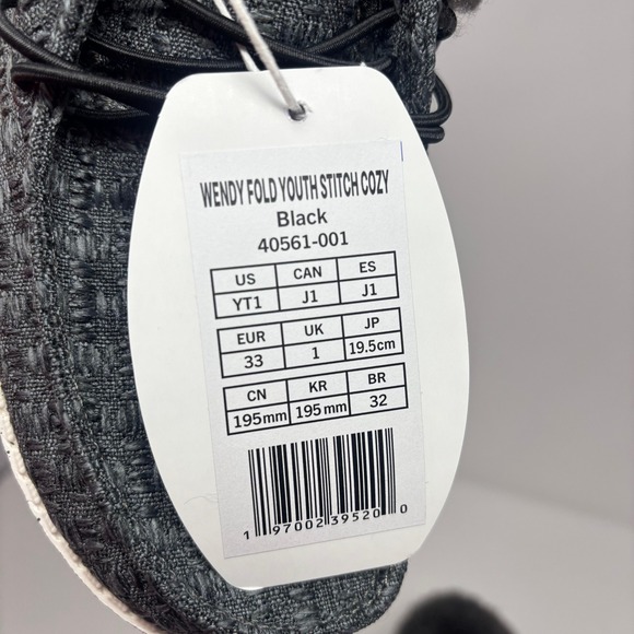 Hey Dude Wendy Fold Youth Stitch Cozy Black Shoes YT 1 New - Picture 7 of 8